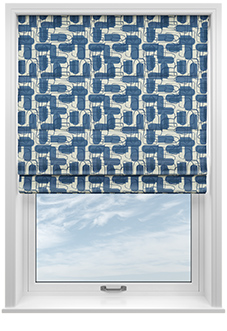 Meander, Navy - Twist&Fit Roman Blind